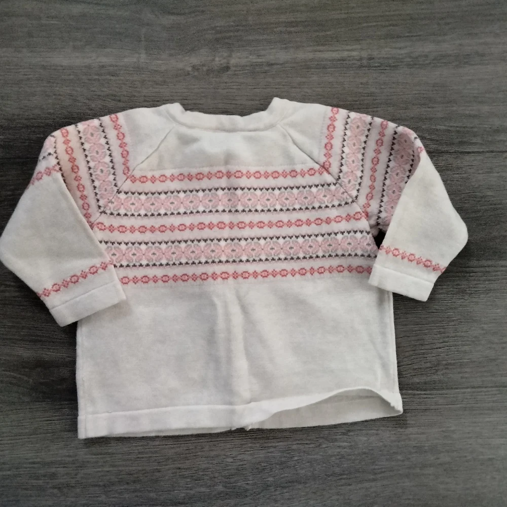 Gymboree Baby Cardigan Sweater Size 3-6 months Ivory Red NWT